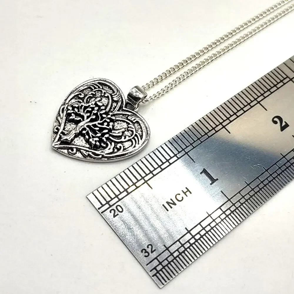 925 Silver Necklace W/ Tree Of Life Heart Pendant Anniversary Birthday Gift NEW!